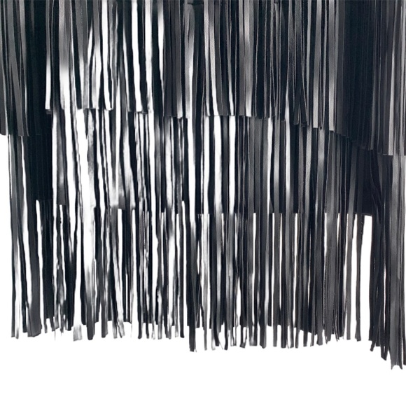 Keeping For Now - BLACK LEATHER FRINGE STRETCHY MIDI SKIRT SIZE 16W - Picture 3 of 3